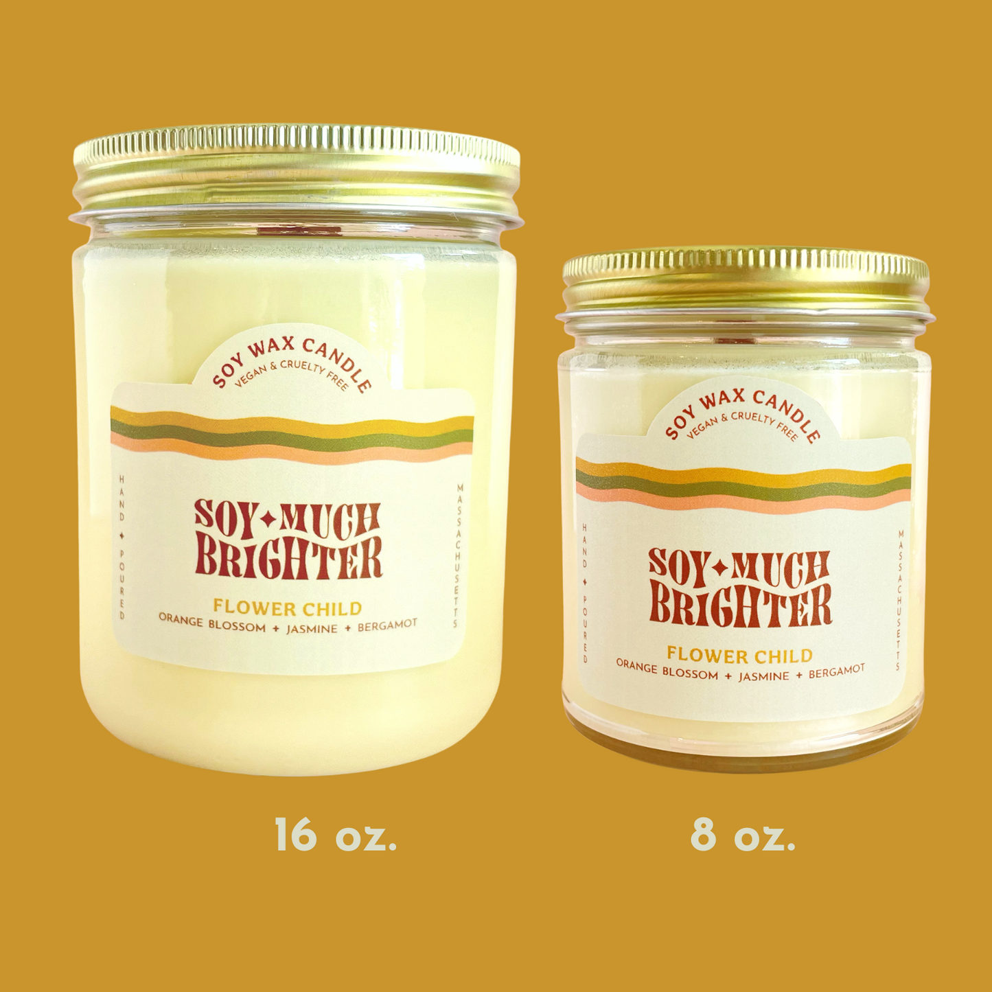 100% soy wax candle with bergamot, jasmine, and orange blossom