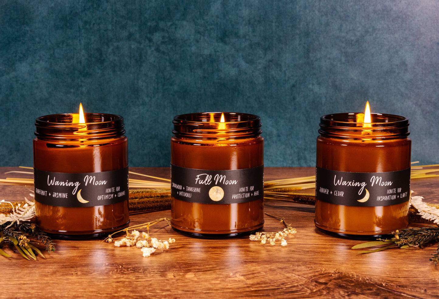 Moon Phase Collection Bundle // Soy Candles // Waning Moon // Waxing Moon // Full Moon