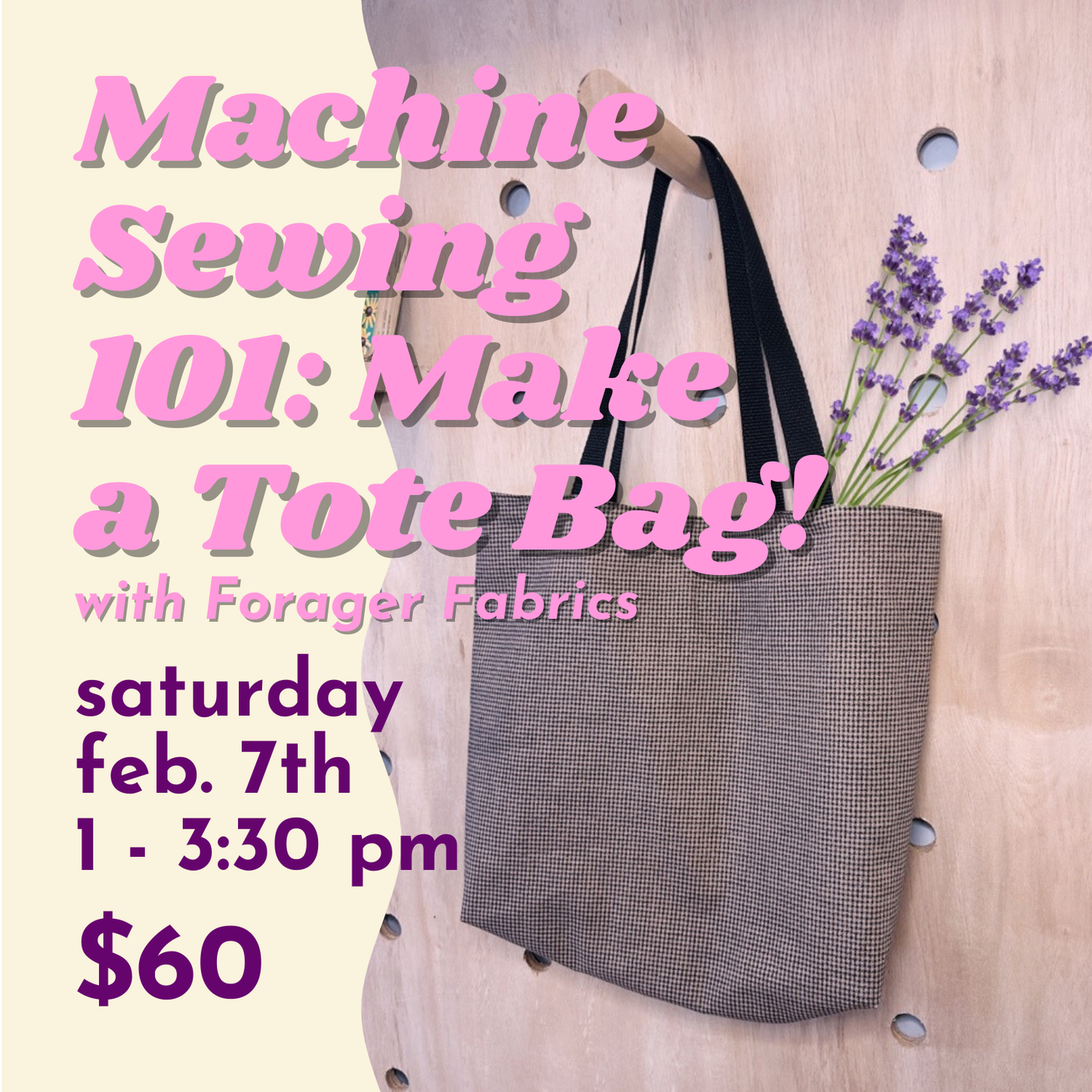 Machine Sewing 101: Make a Tote Bag // Saturday February 7th 1-3:30pm