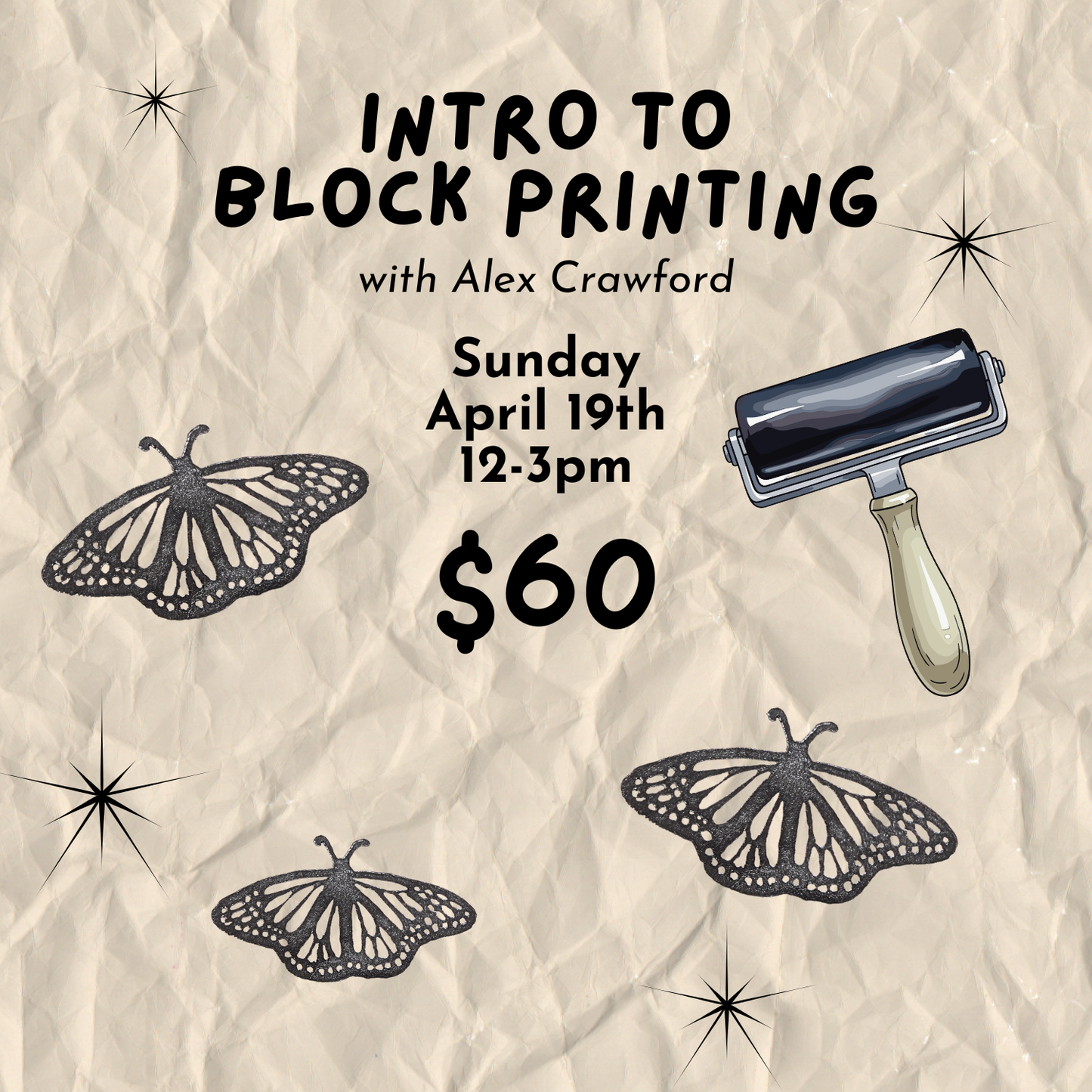 Intro to Block Printing // Sunday April 19th 12-3pm