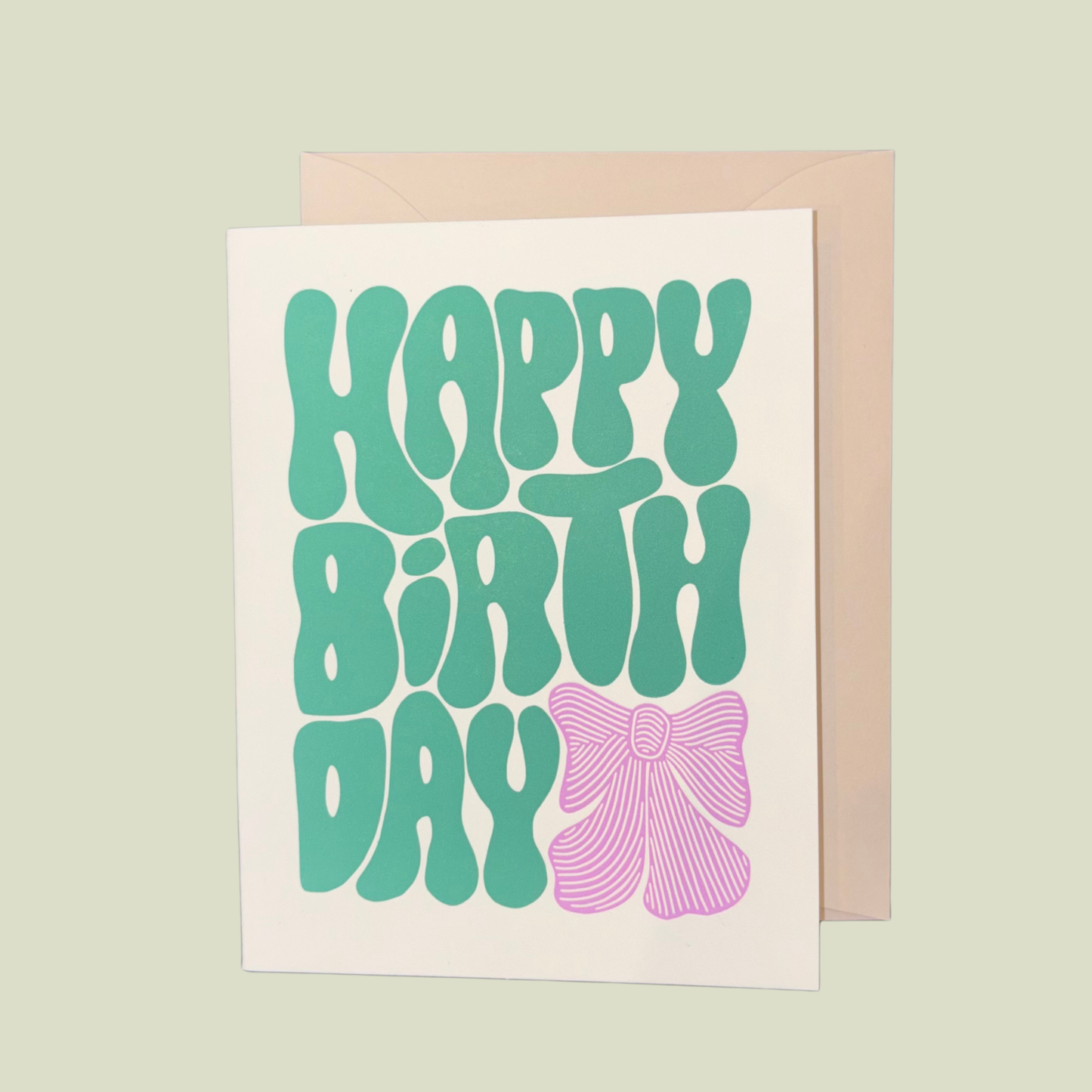 Friendly fire paper Happy birthday pink bow Card