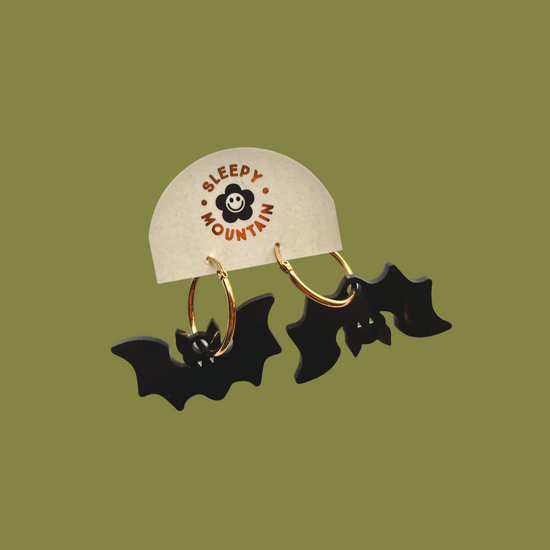 Load image into Gallery viewer, Bat Hoop Earrings
