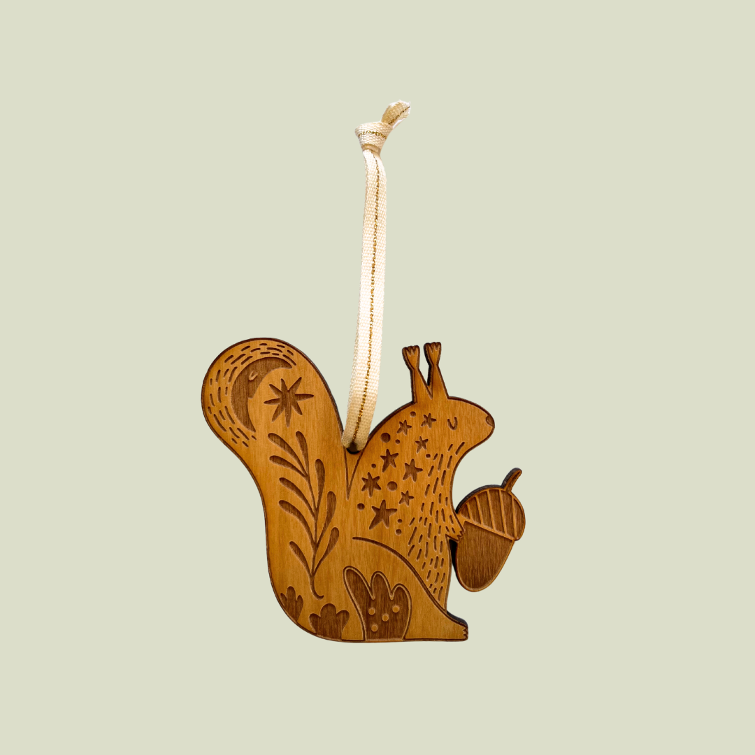 Squirrel Wooden Ornament