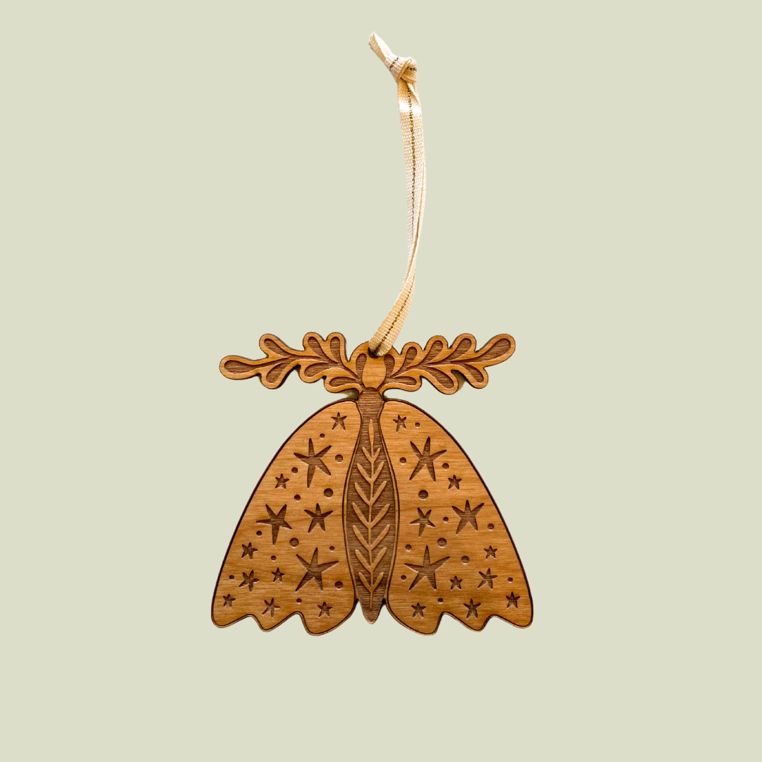 Starry Moth Wood Ornament