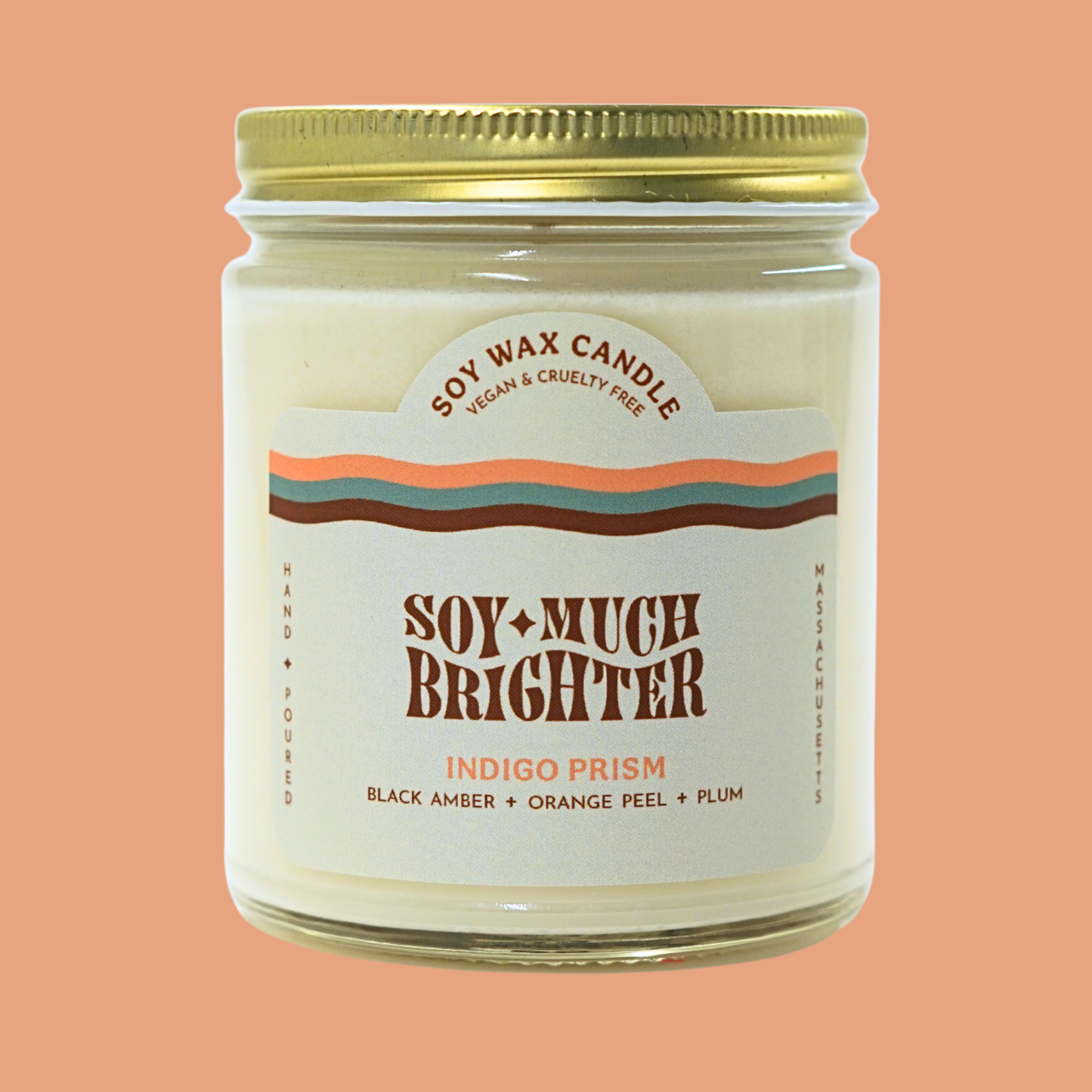 Indigo Prism Soy Candle: Black Amber + Orange Peel + Plum