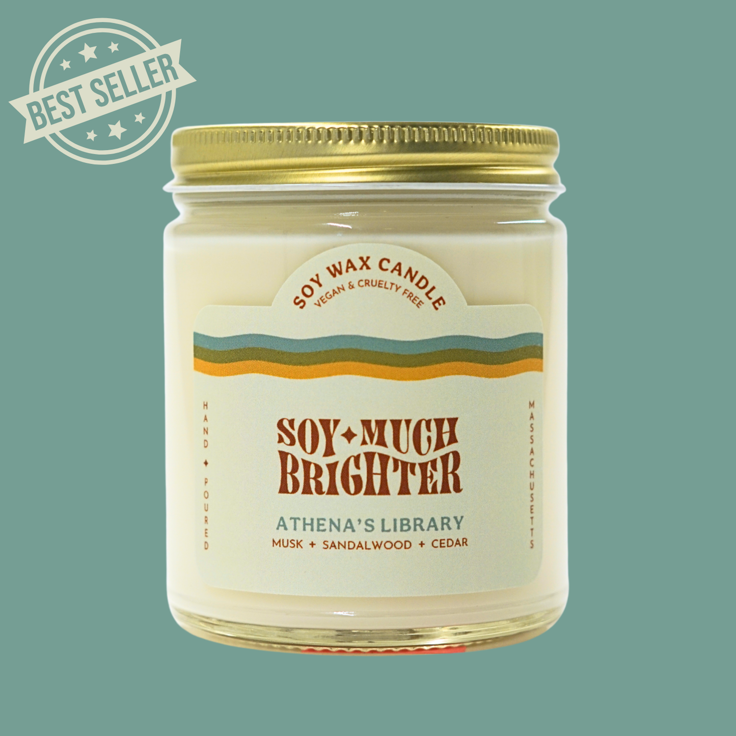 Athena's Library Soy Candle: Sandalwood + Musk + Cedar