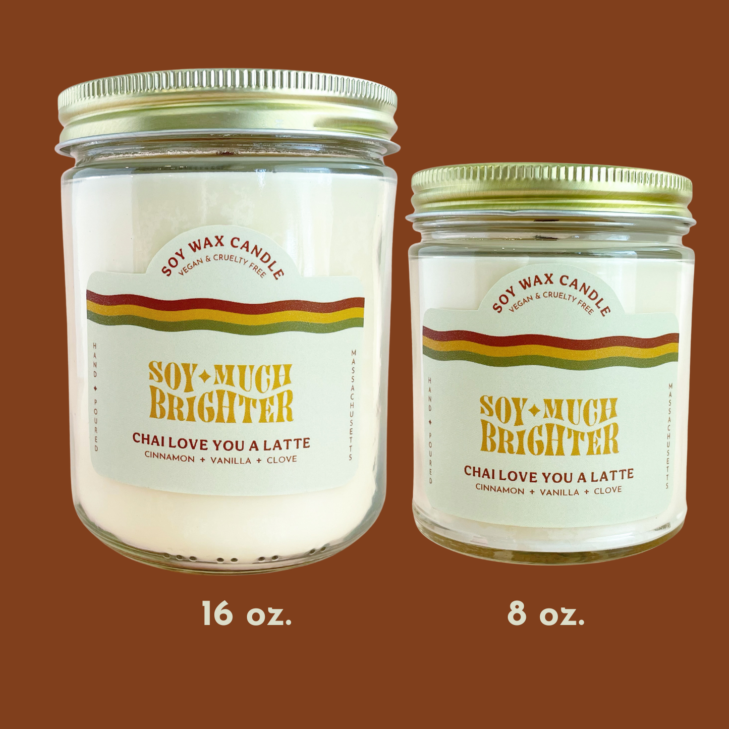 Vanilla scented candle by Soy Much Brighter in Beverly, MA 
