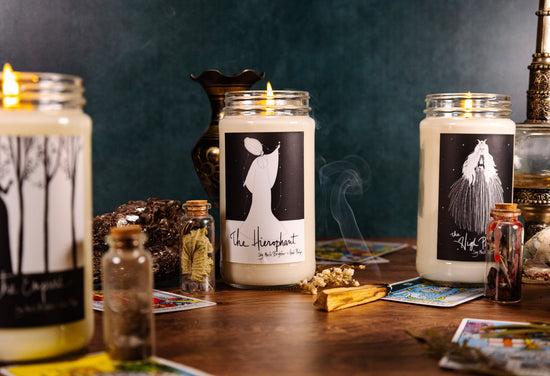 The Hierophant, a lavender scented candle with notes of Rosewood Sage & Sea Salt.
