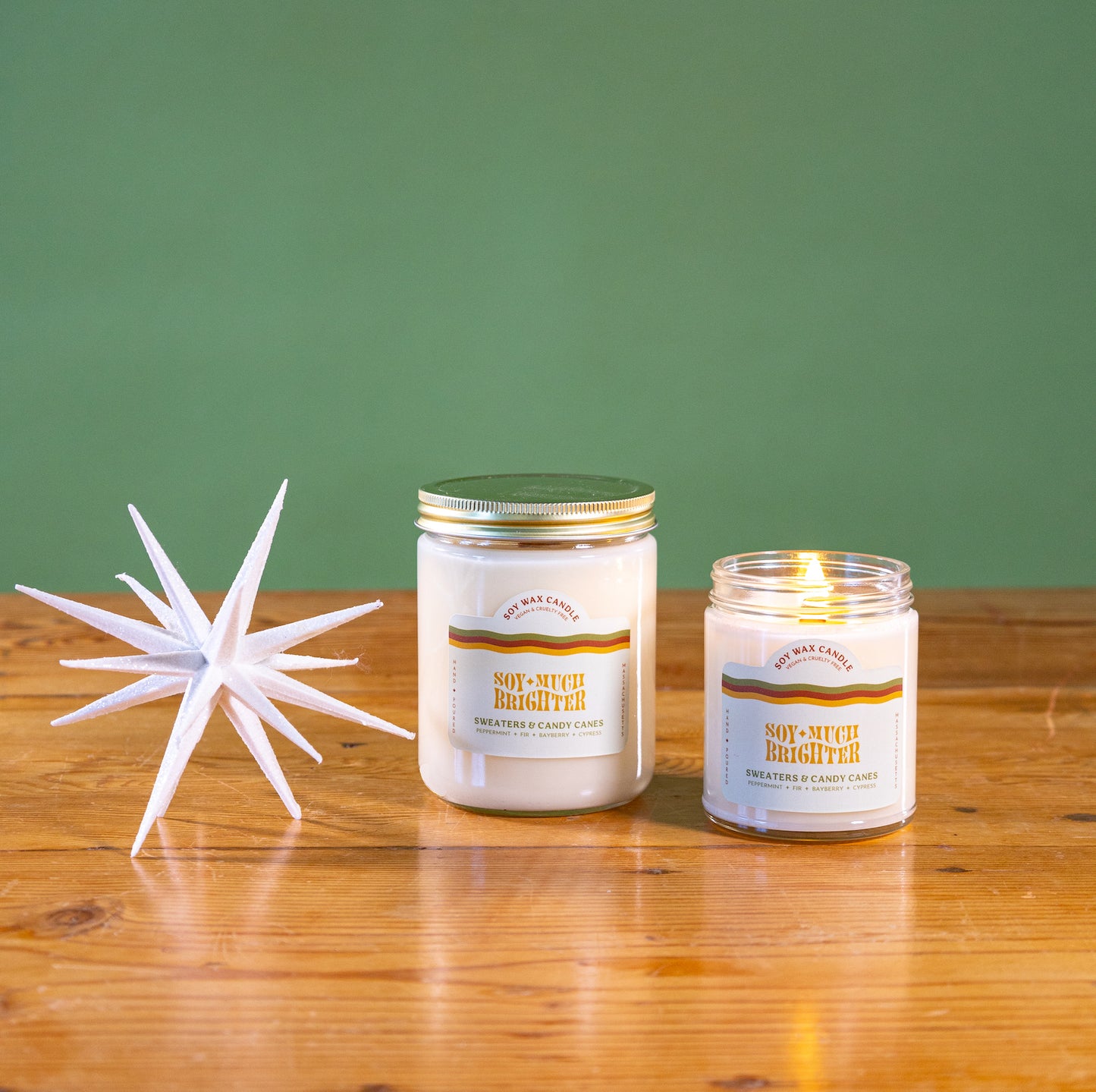 100% soy wax peppermint scented candle  by Soy Much Brighter Near Salem Ma
