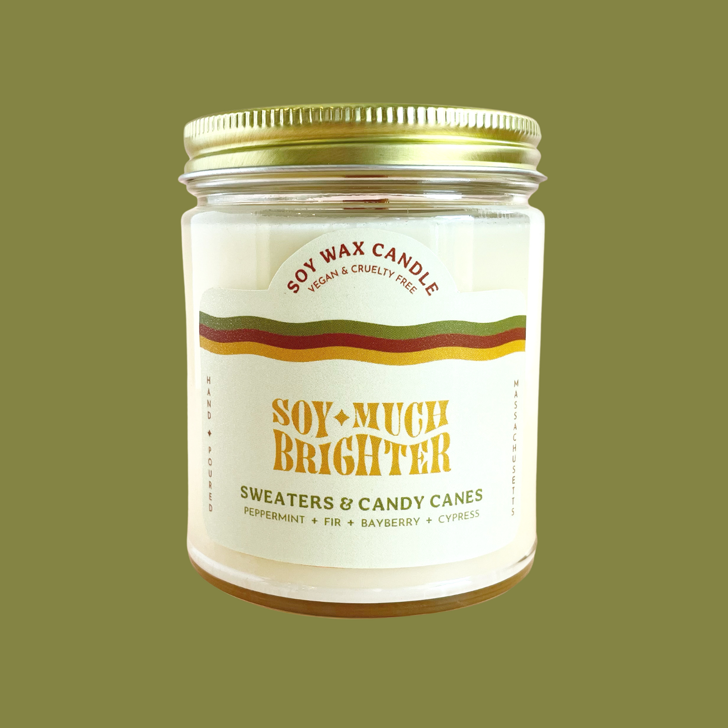 Holiday Candle online with peppermint candle for Soy Much Brighter in Beverly, MA