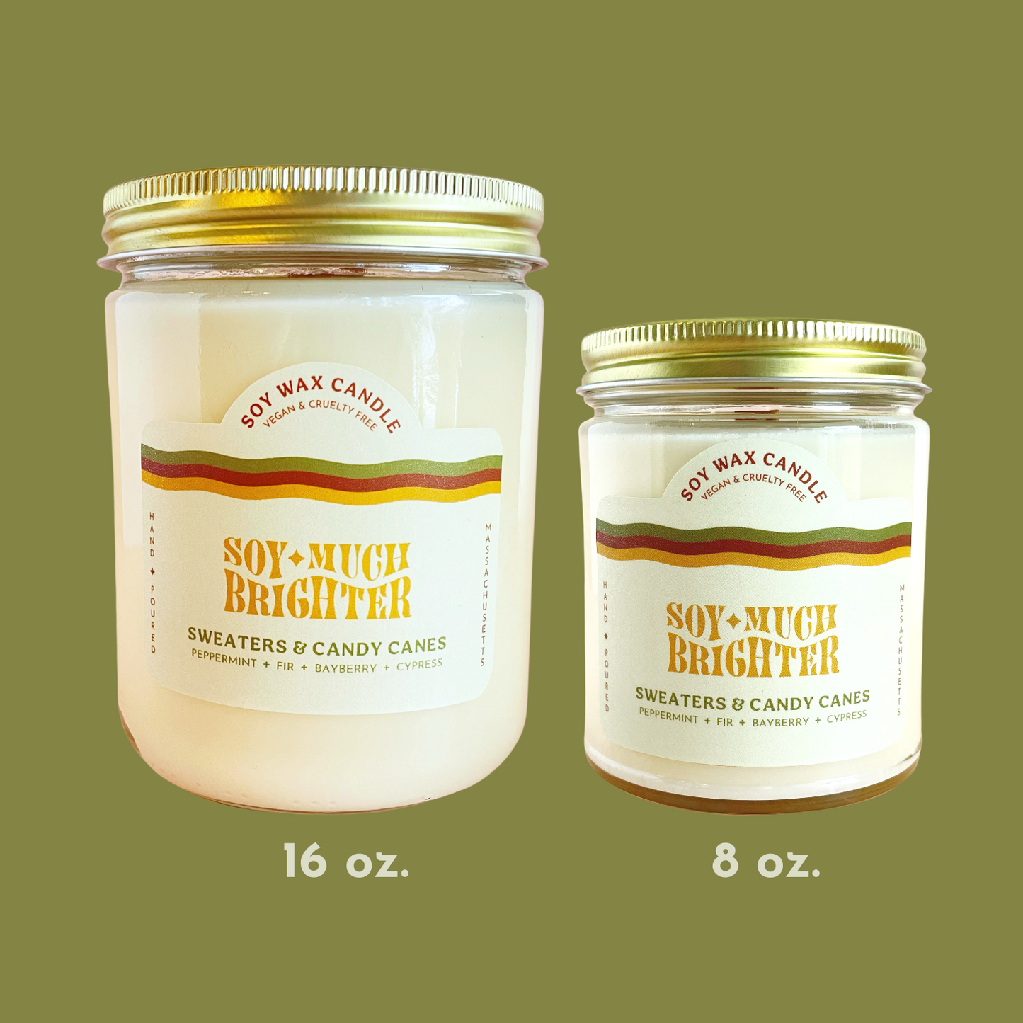 Candy Cane candle by Soy Much Brighter in Beverly, MA